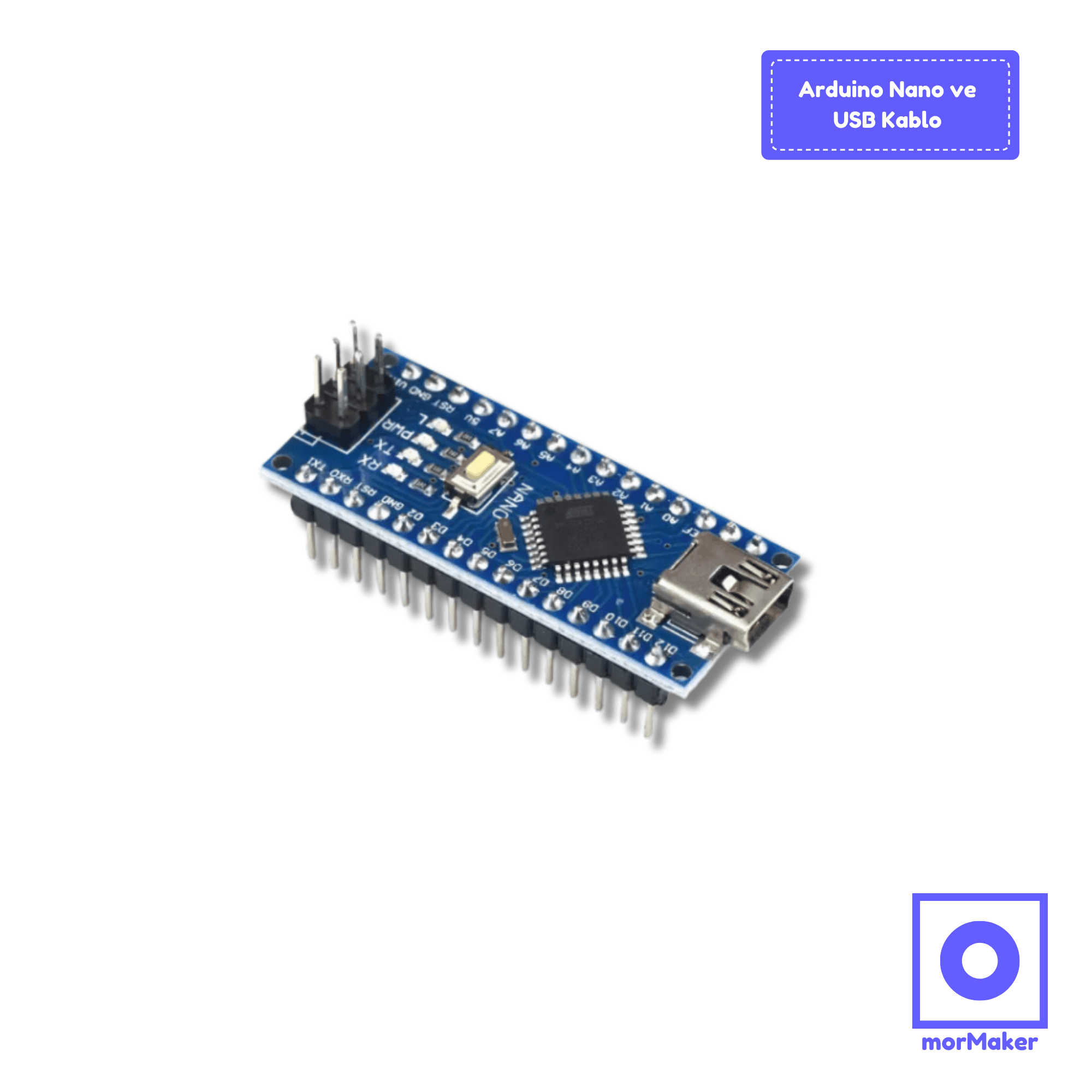 Arduino Nano Klon CH340 Chip ve USB Kablo - ArduinoNanoKlonUABChipCH340veUSBKablo_2