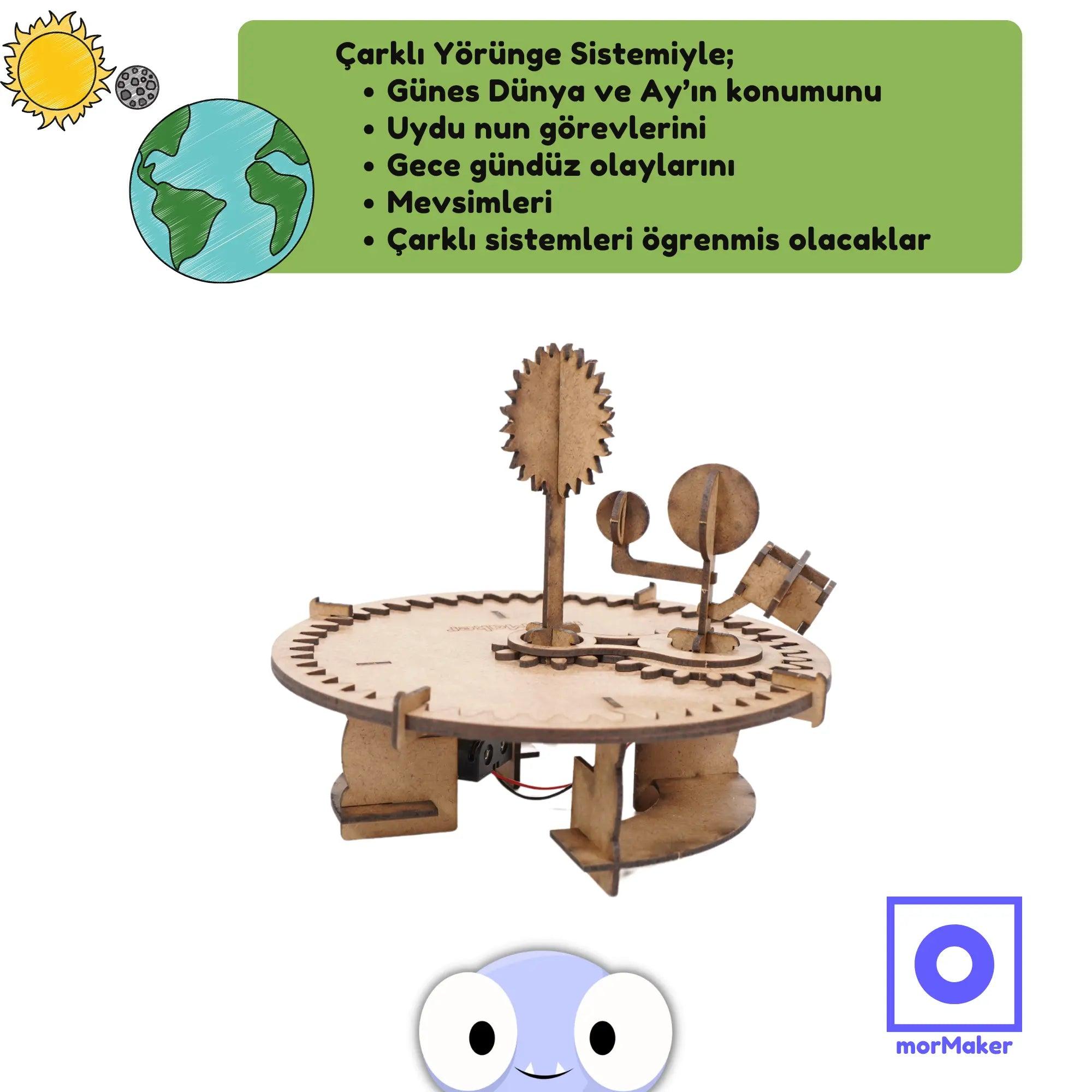 Ahşap Çarklı Güneş-Dünya-Ay-Uydu Modeli Hareketli (Motorlu)| Kendin Yap Ahşap Oyuncak | STEM-A Eğitim Seti | Çarklı Yörünge Sistemi - steamoyuncaklari_stem_kendinyapahsapoyuncak_makerset_egiticioyuncak_gunesdunyaay_4