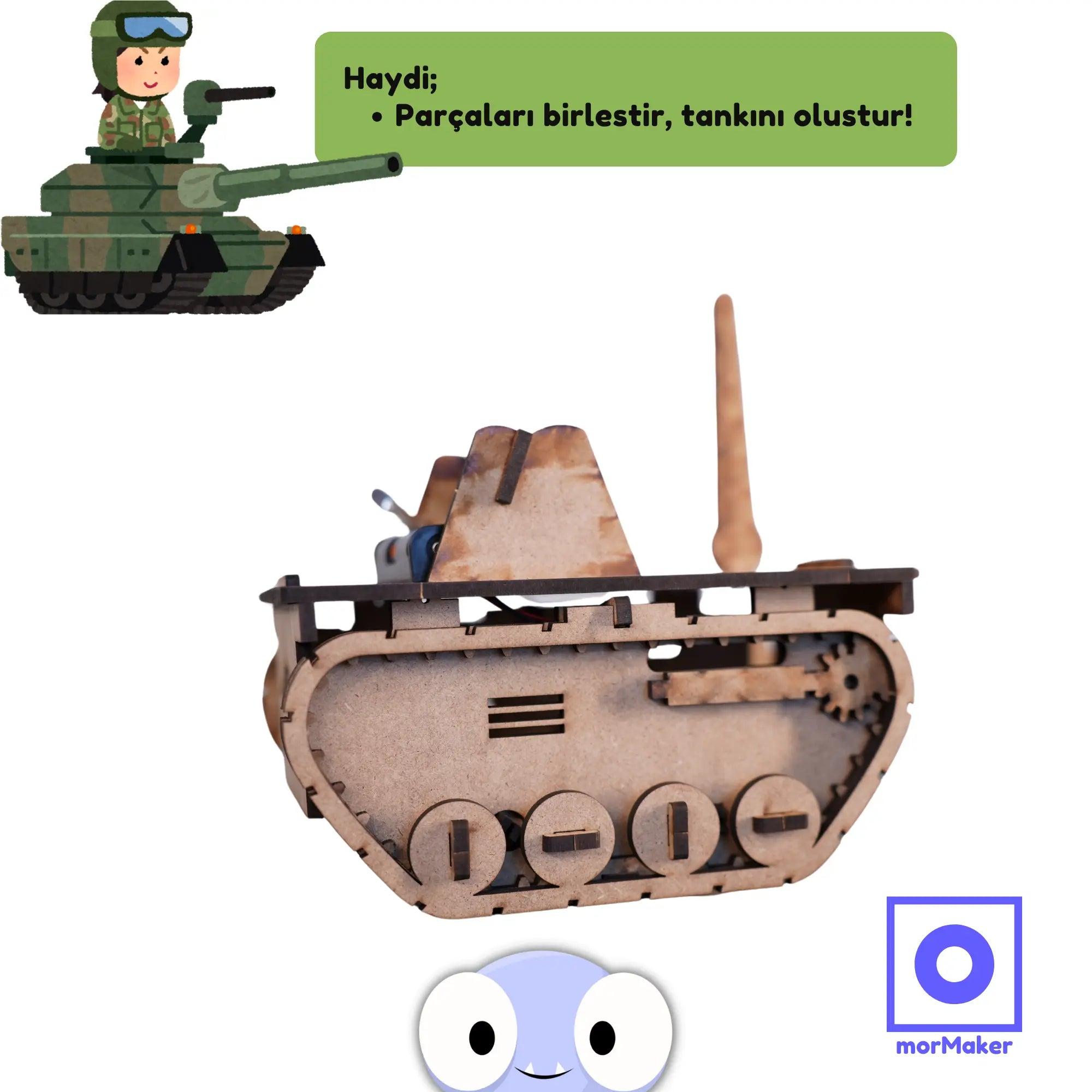 Haraketli Ahşap Oyuncak Tank  | Kendin Yap Ahşap Oyuncak | STEM-A Eğitim Seti | Tank-Bot - steamoyuncaklari_stem_kendinyapahsapoyuncak_makerset_egiticioyuncak_hareketlirobot_DCmotor_tankbot_3