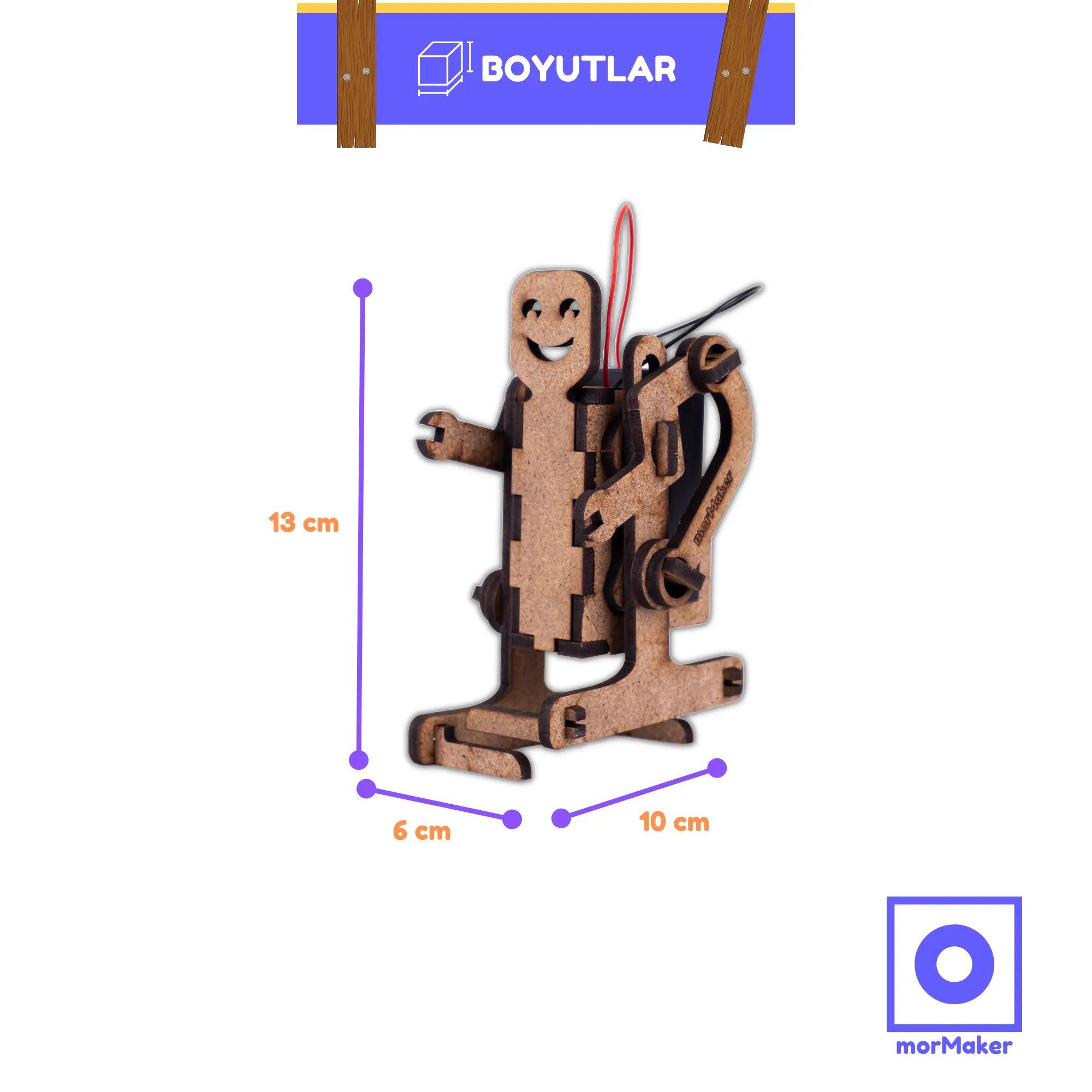 Yürüyen Robot DC Motorlu Ahşap Oyuncak STEM-A Eğitim Seti - stem-a_oyuncaklari_stem_kendinyapahsapoyuncak_makerset_egiticioyuncak_DCmotorlu_hareketlirobot_mormaker_yuruyenrobot_fotograf_2